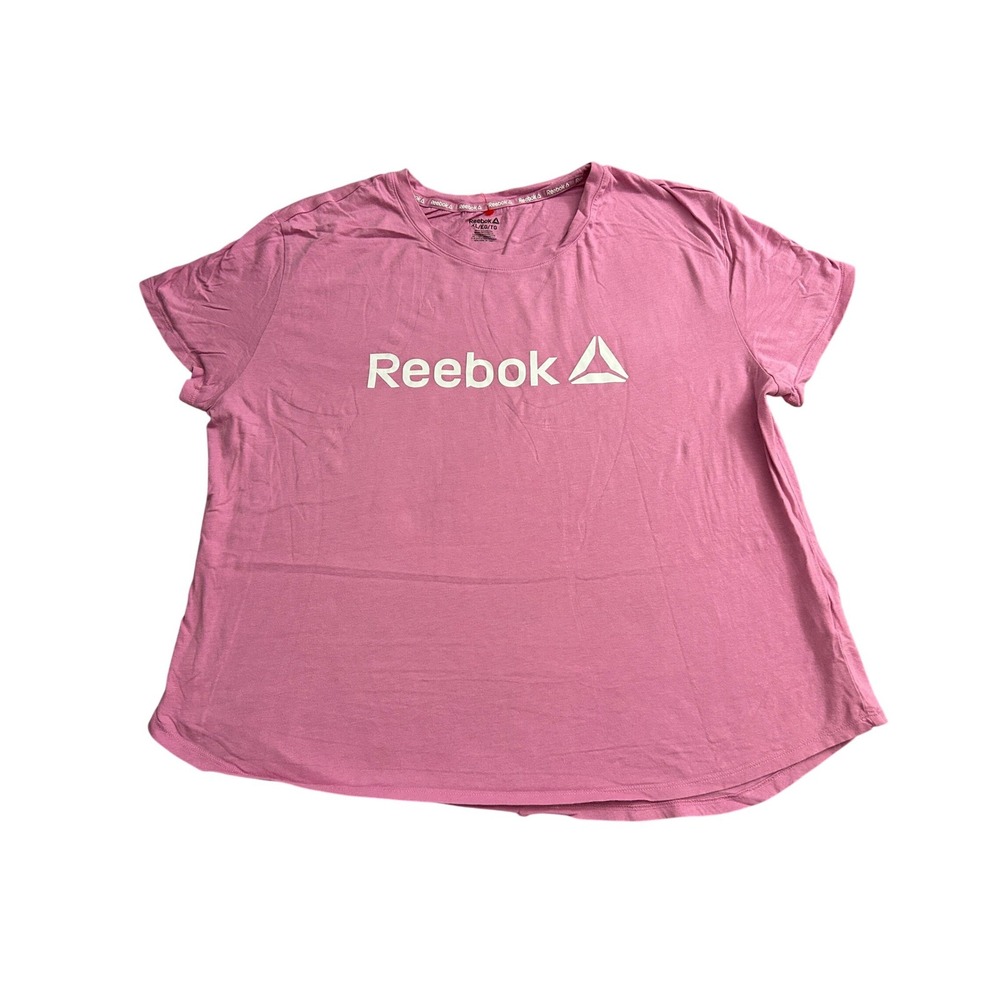 Reebok Graphic T-Shirt Womens XL Pink Excellent Short Sleeve Logo‎ Crew Neck Tee